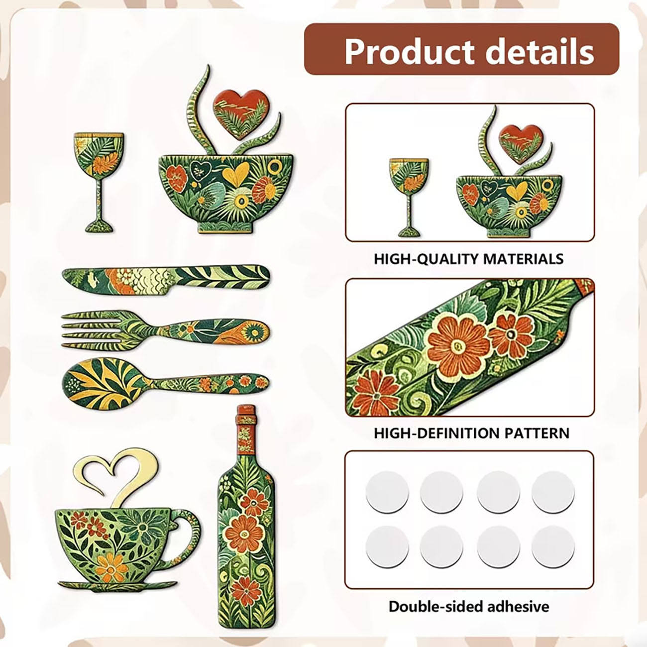 7Pcs Green Floral Kitchen Uten - đánh giá và giá Xfasten Woodworking Tape