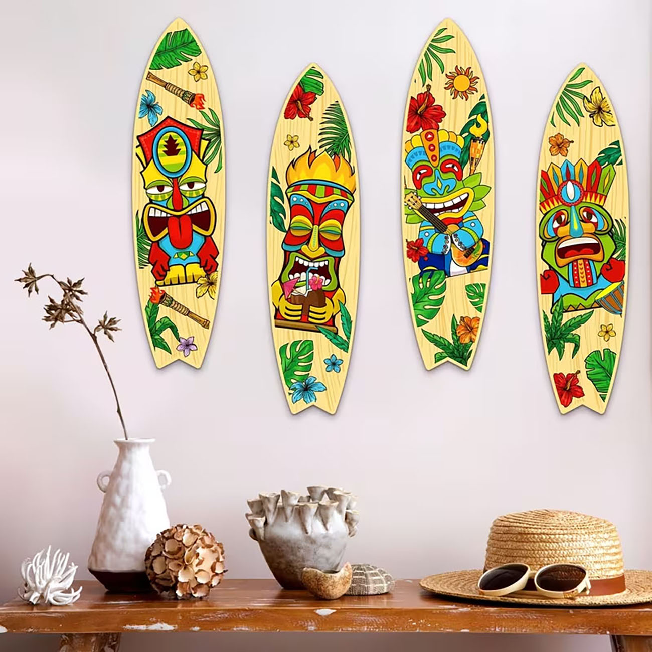 4Pcs Tiki Mask Surfboard Woode - đánh giá và giá Xfasten Woodworking Tape