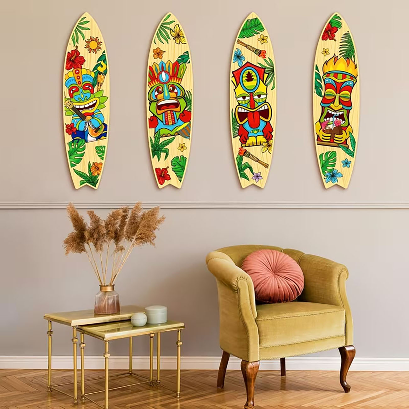 4Pcs Tiki Mask Surfboard Woode - đánh giá và giá Xfasten Woodworking Tape